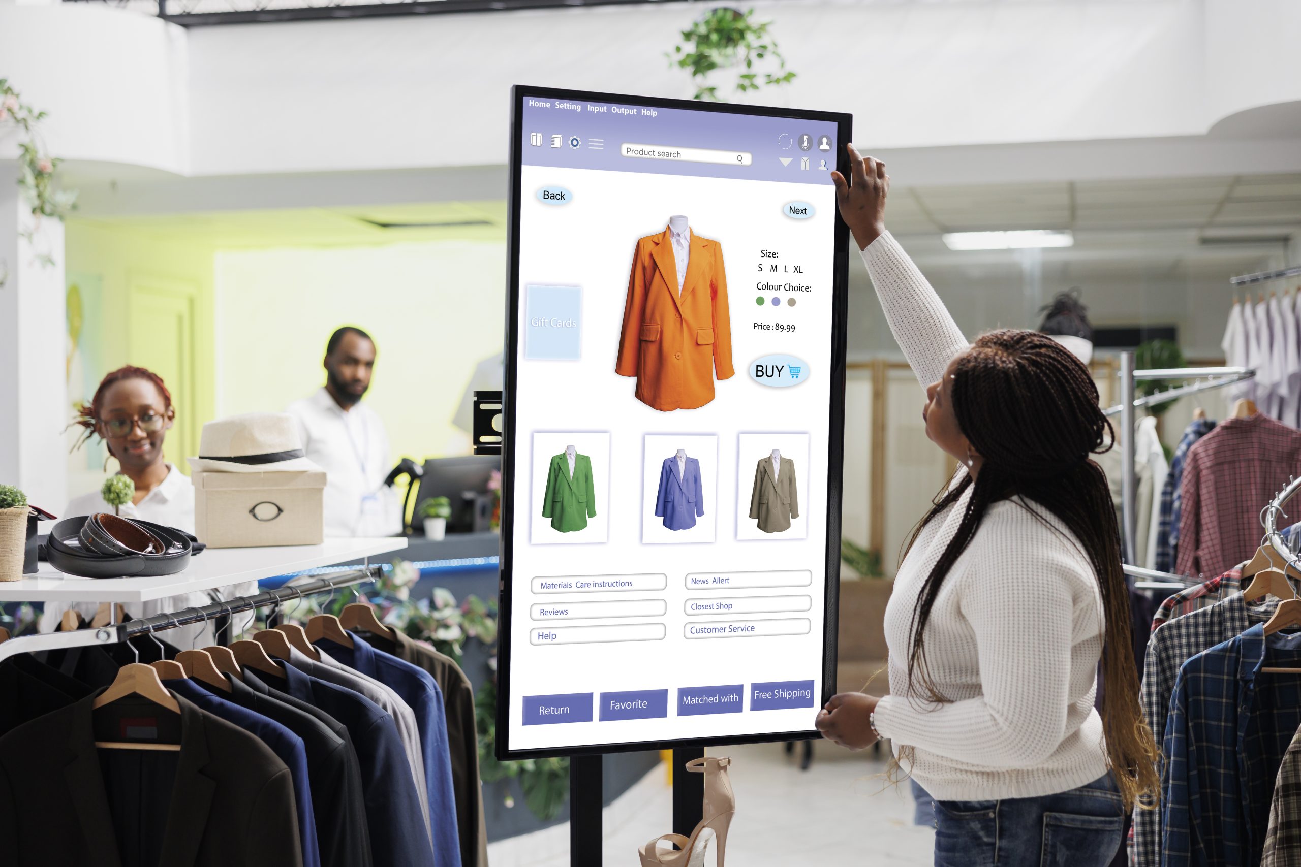 female customer reviewing clothes scaled